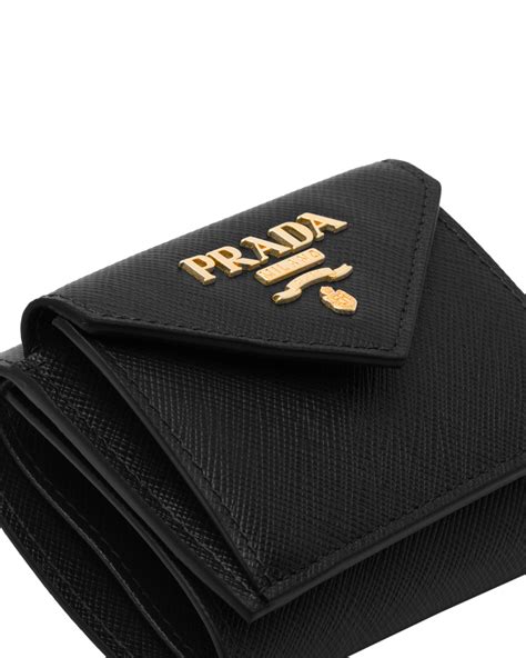 prada trifold leather wallet side view|Prada Small Saffiano Leather Wallet .